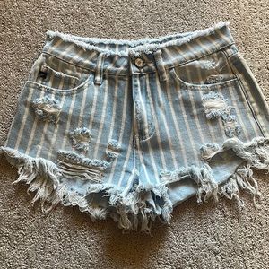 Jean striped shorts